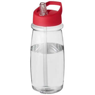Picture of H2O ACTIVE® PULSE 600 ML SPOUT LID SPORTS BOTTLE in Clear Transparent & Red.