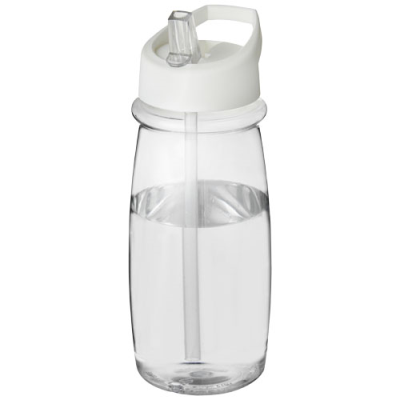 Picture of H2O ACTIVE® PULSE 600 ML SPOUT LID SPORTS BOTTLE in Clear Transparent & White.