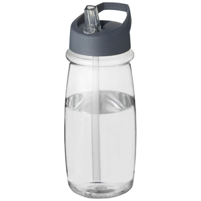 Picture of H2O ACTIVE® PULSE 600 ML SPOUT LID SPORTS BOTTLE in Clear Transparent & Storm Grey.