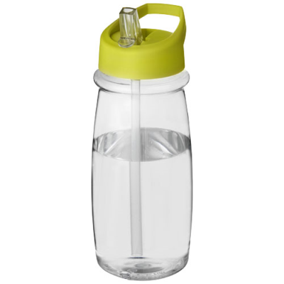 Picture of H2O ACTIVE® PULSE 600 ML SPOUT LID SPORTS BOTTLE in Clear Transparent & Lime.