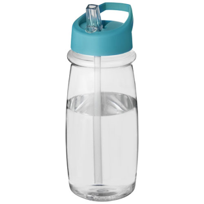 Picture of H2O ACTIVE® PULSE 600 ML SPOUT LID SPORTS BOTTLE in Clear Transparent & Aqua Blue