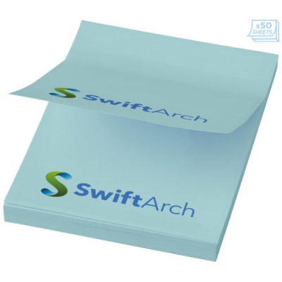 STICKY-MATE® A8 STICKY NOTES 50X75MM in Light Blue.