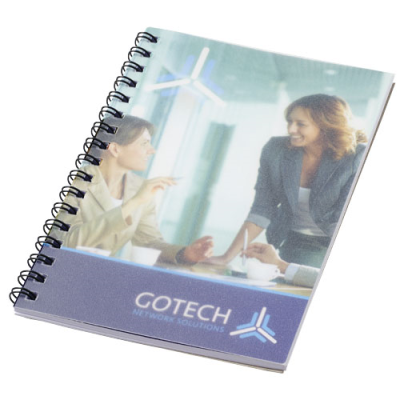 Picture of DESK-MATE® SPIRAL A6 NOTE BOOK PP COVER in White & Solid Black.