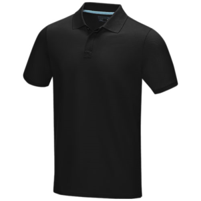 Picture of GRAPHITE GREY SHORT SLEEVE MEN’S GOTS ORGANIC POLO in Solid Black.