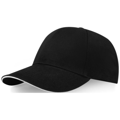 Picture of TOPAZ 6 PANEL GRS RECYCLED SANDWICH CAP in Solid Black.