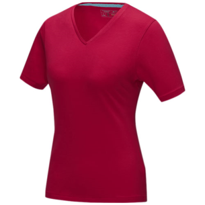 Picture of KAWARTHA SHORT SLEEVE LADIES GOTS ORGANIC V-NECK TEE SHIRT in Red