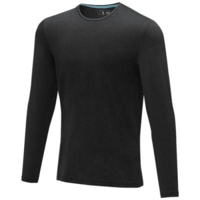 Picture of PONOKA LONG SLEEVE MENS GOTS ORGANIC TEE SHIRT in Solid Black
