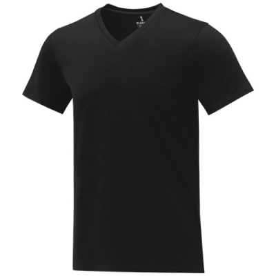 Picture of SOMOTO SHORT SLEEVE MENS V-NECK TEE SHIRT in Solid Black.