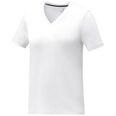 Picture of SOMOTO SHORT SLEEVE LADIES V-NECK TEE SHIRT in White.