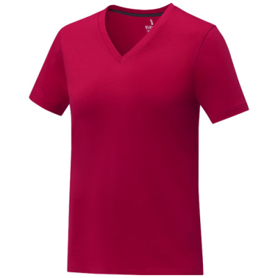 Picture of SOMOTO SHORT SLEEVE LADIES V-NECK TEE SHIRT in Red.