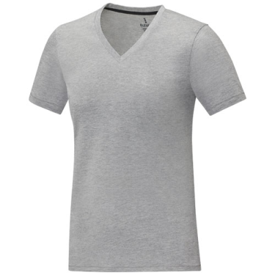 Picture of SOMOTO SHORT SLEEVE LADIES V-NECK TEE SHIRT in Heather Grey.