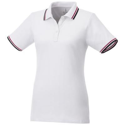 Picture of FAIRFIELD SHORT SLEEVE LADIES POLO with Tipping in White Solid-navy