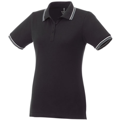 Picture of FAIRFIELD SHORT SLEEVE LADIES POLO with Tipping in Black Solid-grey Melange