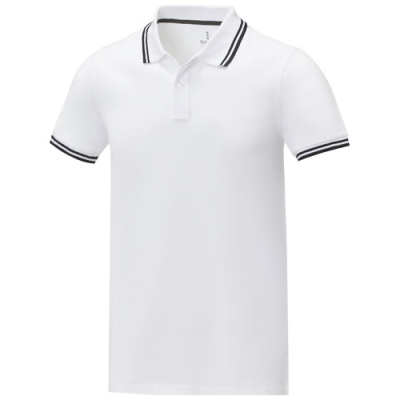 Picture of AMARAGO SHORT SLEEVE MENS TIPPING POLO in White.