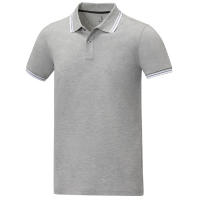 Picture of AMARAGO SHORT SLEEVE MENS TIPPING POLO in Heather Grey.