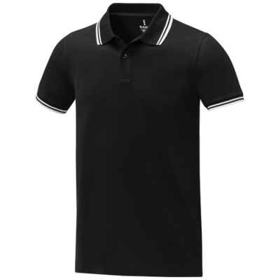 Picture of AMARAGO SHORT SLEEVE MENS TIPPING POLO in Solid Black.