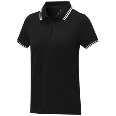 Picture of AMARAGO SHORT SLEEVE LADIES TIPPING POLO in Solid Black.