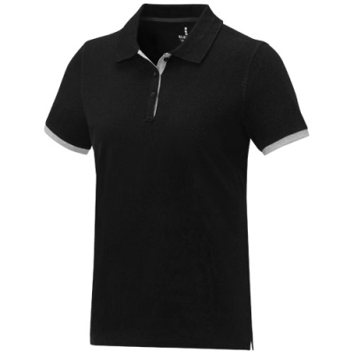 Picture of MORGAN SHORT SLEEVE LADIES DUOTONE POLO in Solid Black.