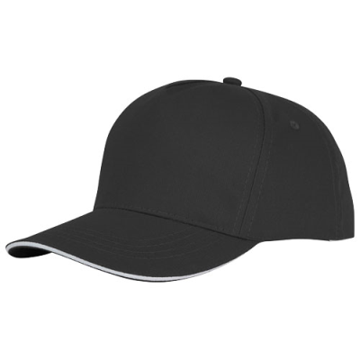 Picture of CETO 5 PANEL SANDWICH CAP in Solid Black.