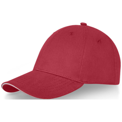 Picture of DARTON 6 PANEL SANDWICH CAP in Red.