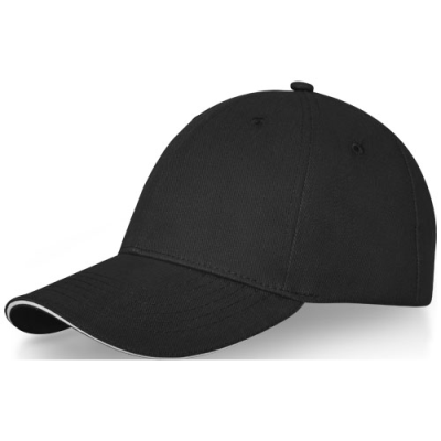 Picture of DARTON 6 PANEL SANDWICH CAP in Solid Black.