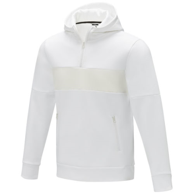 Picture of SAYAN MENS HALF ZIP ANORAK HOODED HOODY SWEATER in White.