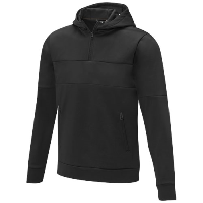 Picture of SAYAN MENS HALF ZIP ANORAK HOODED HOODY SWEATER in Solid Black.