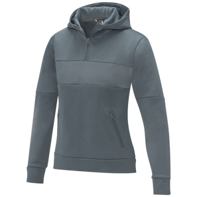 Picture of SAYAN LADIES HALF ZIP ANORAK HOODED HOODY SWEATER in Steel Grey.