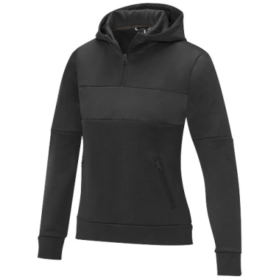 Picture of SAYAN LADIES HALF ZIP ANORAK HOODED HOODY SWEATER in Solid Black