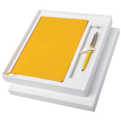 Picture of PARKER CLASSIC NOTE BOOK AND PARKER PEN GIFT BOX in White.