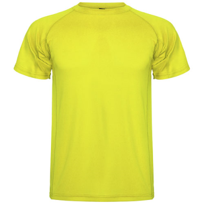 Picture of MONTECARLO SHORT SLEEVE CHILDRENS SPORTS TEE SHIRT in Fluor Yellow.