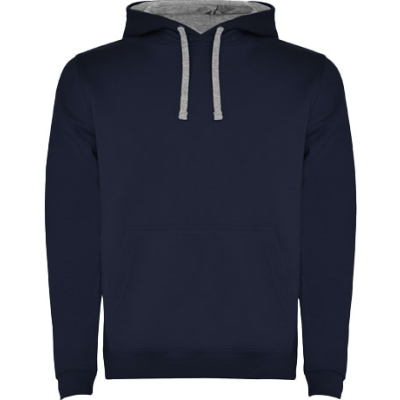 Picture of URBAN CHILDRENS HOODED HOODY in Navy Blue & Marl Grey.