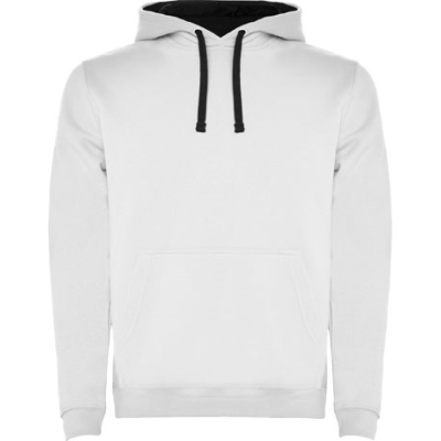 Picture of URBAN MENS HOODED HOODY in White & Navy Blue.