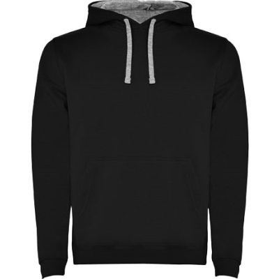 Picture of URBAN MENS HOODED HOODY in Solid Black & Marl Grey.