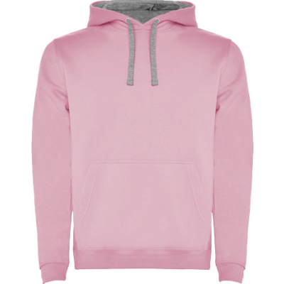 Picture of URBAN MENS HOODED HOODY in Light Pink & Marl Grey