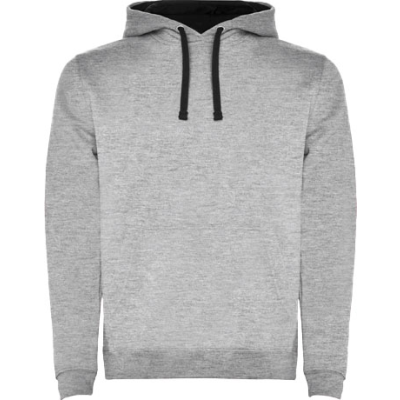 Picture of URBAN MENS HOODED HOODY in Marl Grey & Solid Black.