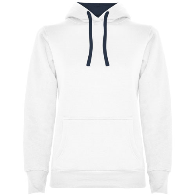 Picture of URBAN LADIES HOODED HOODY in White & Navy Blue