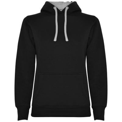 Picture of URBAN LADIES HOODED HOODY in Solid Black & Marl Grey.