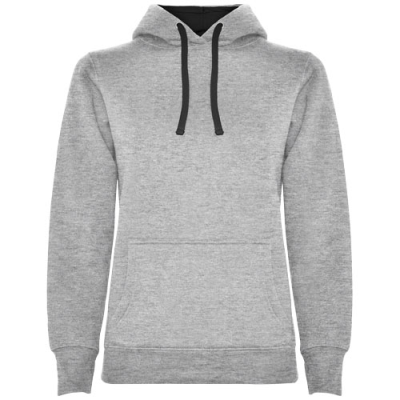 Picture of URBAN LADIES HOODED HOODY in Marl Grey & Solid Black.