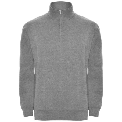 Picture of ANETO QUARTER ZIP SWEATER in Marl Grey.