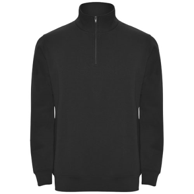 Picture of ANETO QUARTER ZIP SWEATER in Solid Black.