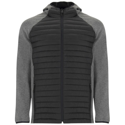 Picture of MINSK UNISEX HYBRID THERMAL INSULATED JACKET in Solid Black & Heather Black.
