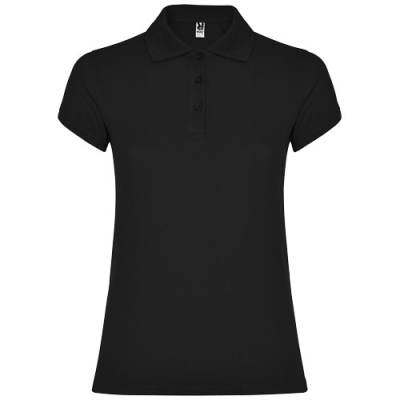 Picture of STAR SHORT SLEEVE LADIES POLO in Solid Black.