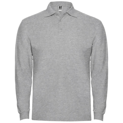 Picture of ESTRELLA LONG SLEEVE MENS POLO in Marl Grey.