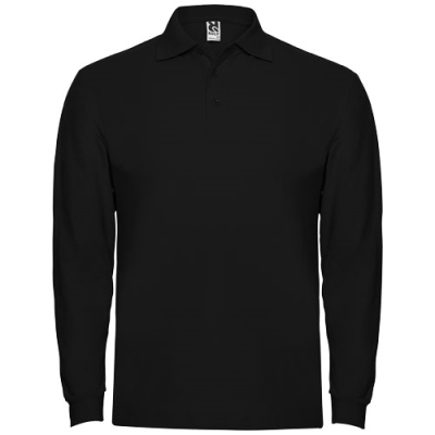 Picture of ESTRELLA LONG SLEEVE MENS POLO in Solid Black.