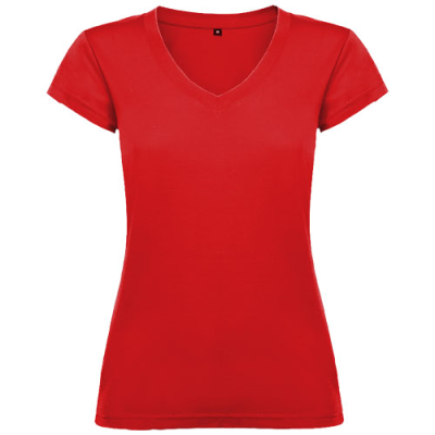 Picture of VICTORIA SHORT SLEEVE LADIES V-NECK TEE SHIRT in Red.