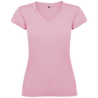 Picture of VICTORIA SHORT SLEEVE LADIES V-NECK TEE SHIRT in Light Pink.