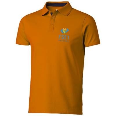Picture of HACKER SHORT SLEEVE POLO in Orange-navy