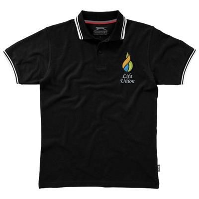 Picture of DEUCE SHORT SLEEVE MENS POLO with Tipping in Black Solid