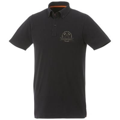 Picture of ATKINSON SHORT SLEEVE BUTTON-DOWN MENS POLO in Black Solid